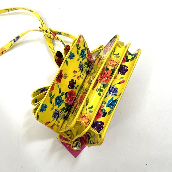 NWT Original BETSEY JOHNSON Floral Bow Convertible Crossbody Bag Clutch Yellow - Picture 7 of 10